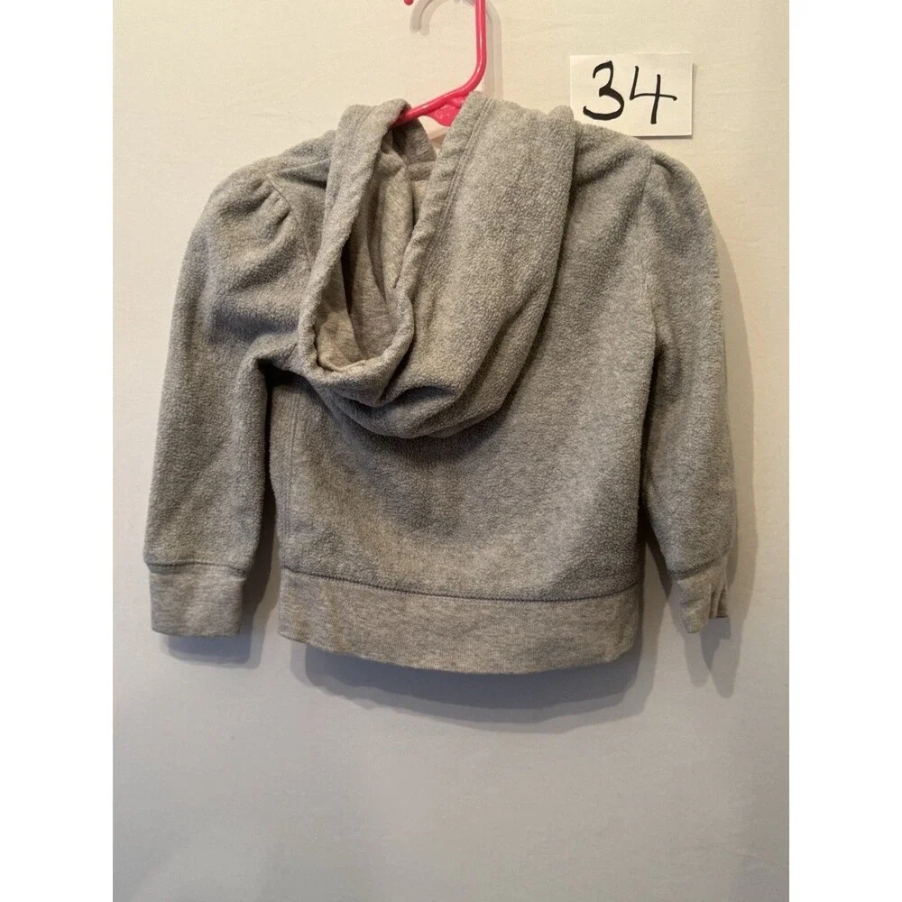 GAP Kids Girls Gray Fleece Zip Hoodie Pink Logo Hooded Jacket Sweatshirt